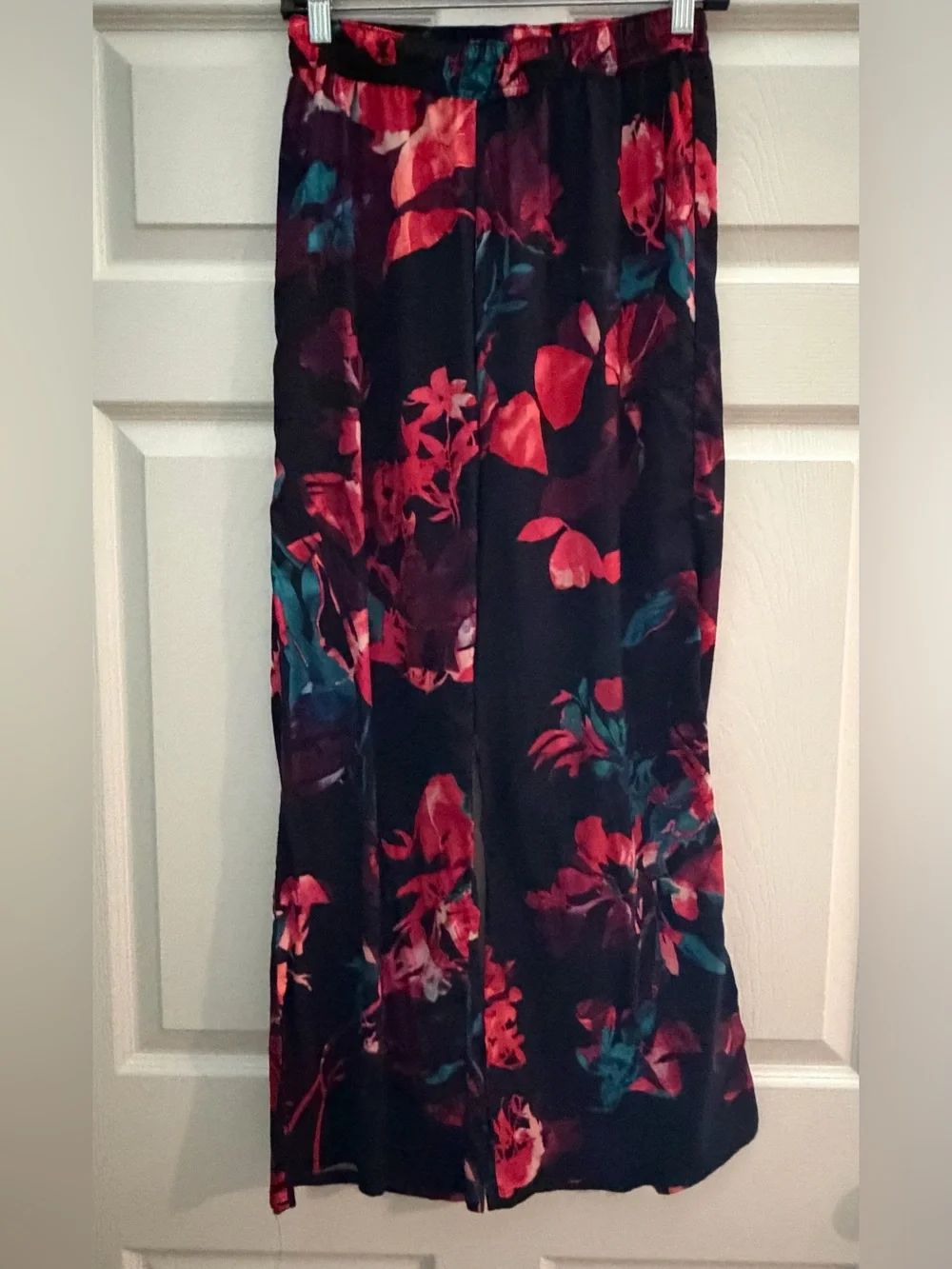 Soma XS Floral Pajama Set V-Neck Top & Pants Black Pink Teal